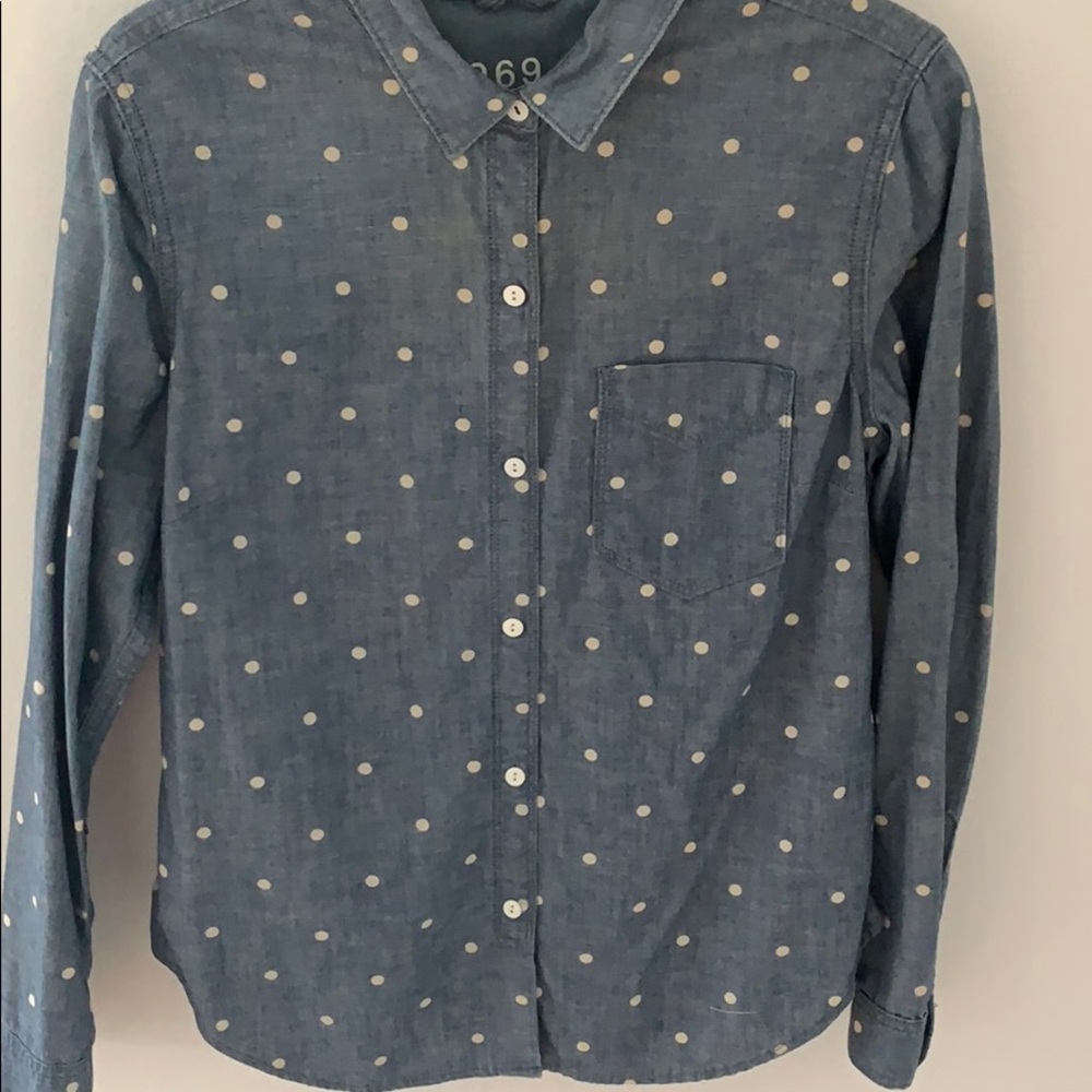 GAP chambray polka dot button down